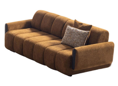 Stilvoller Brauner 3-Sitzer Luxuriöse Wohnzimmer Textilcouch Möbel