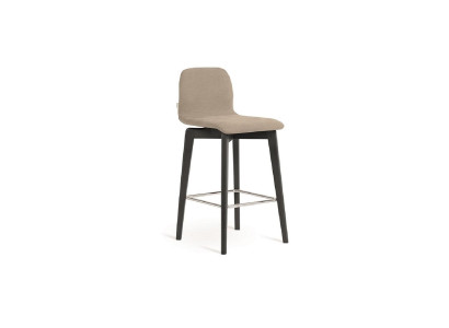 Beiger Barstuhl Designer Schwarzer Holzgestell Loungehocker
