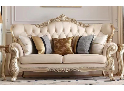 Stilvoller Klassischer Dreisitzer Beiges Designersofa Moderne Couch