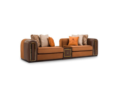 Stilvolle Braune 4-Sitzer Couch Modernes Wohnzimmer Polstersofa