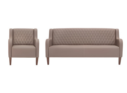 Beige Ledergarnitur Stilvoller 3-Sitzer 2x Ledersessel Edle Möbel