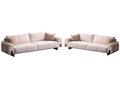 Beige Wohnzimmer Sofas Designer Dreisitzer Couch Textil Lehnsessel