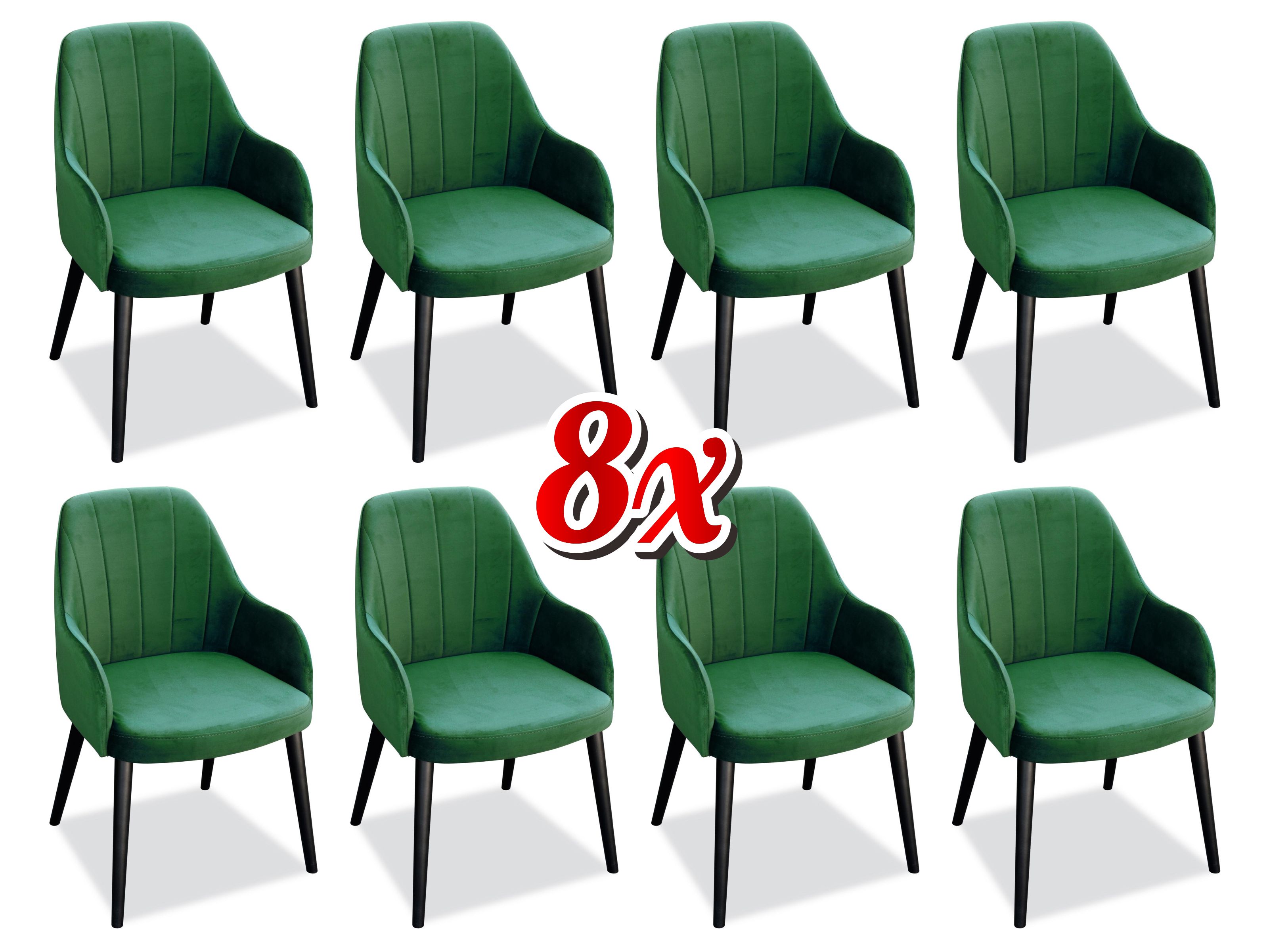 Esszimmer Stühle Stoff Set 8x Sessel Stuhl Designer Holz Textil Polster Stühle
