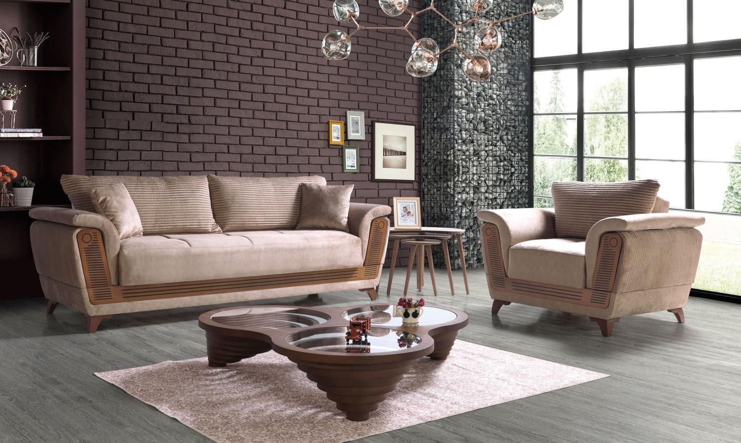 Sofagarnitur 3+1 Sitzer Sessel Garnitur Modern Relax Möbel Schlafsofa